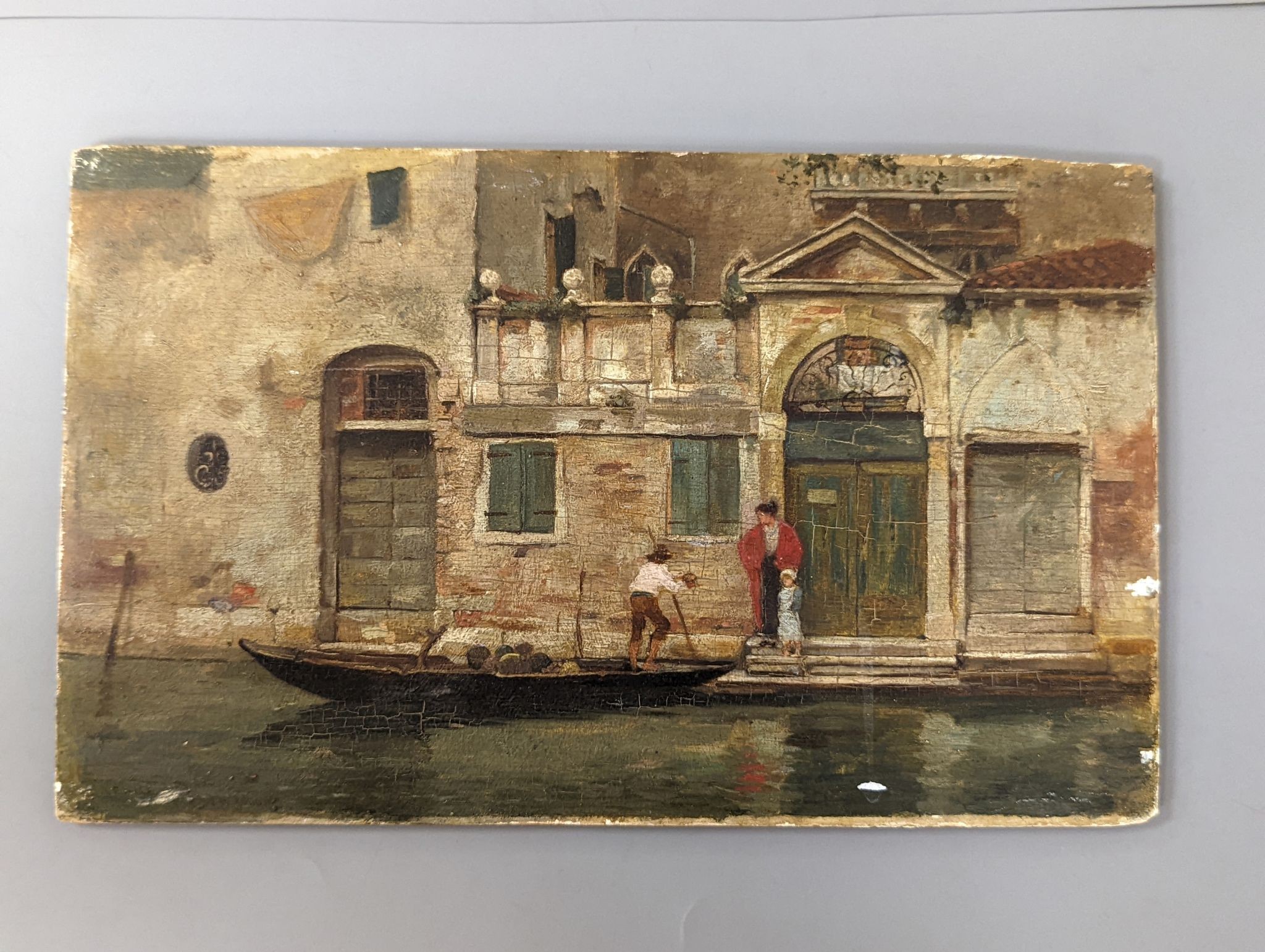 William Jobbins (fl.1872-1893), oil on panel, Venetian canal scene with gondolier, inscribed verso, 17.5 x 28cm, unframed